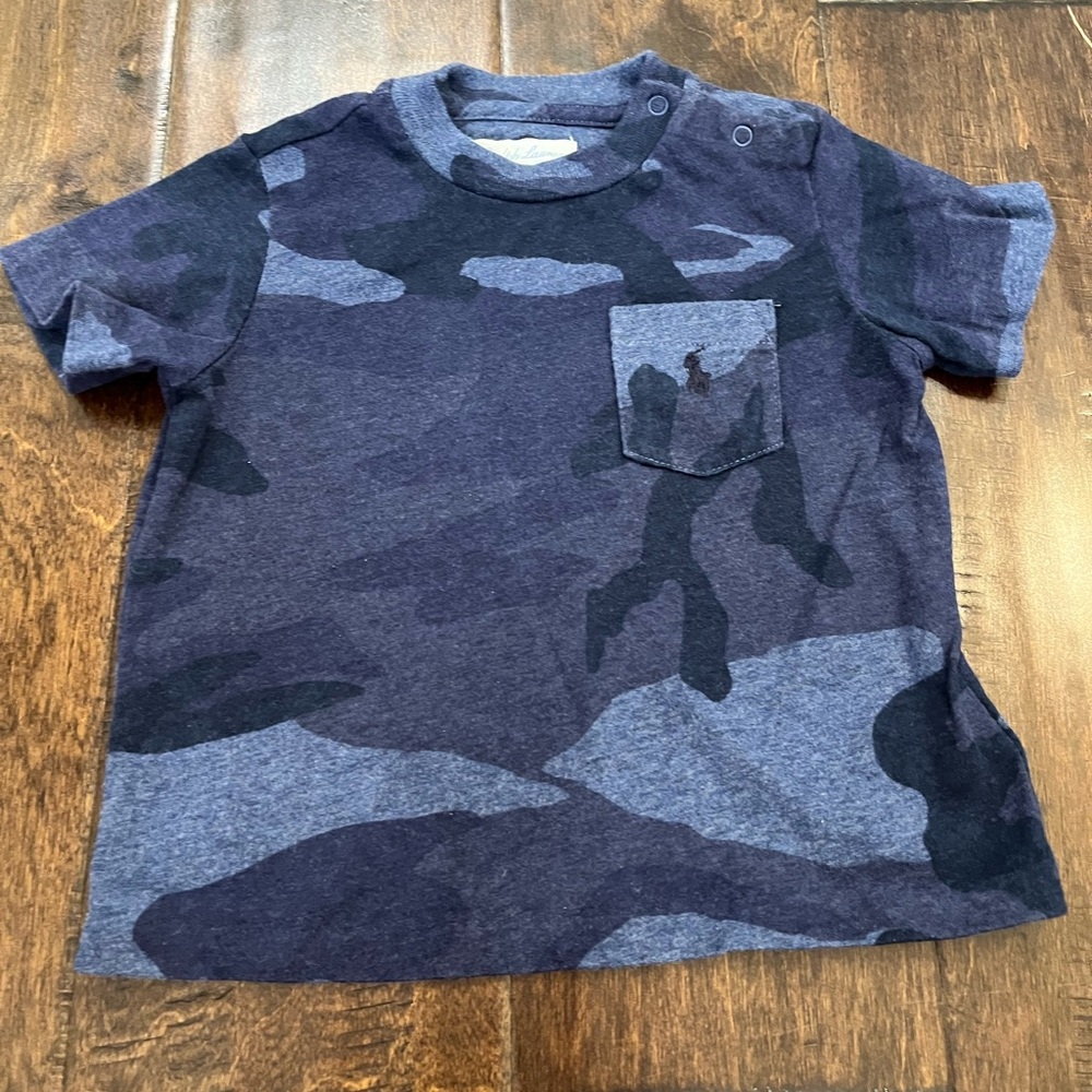 Ralph Lauren Baby Boy Shirts size 6 Months Blue Camouflage Maroon Lot of 2 - Picture 4 of 6